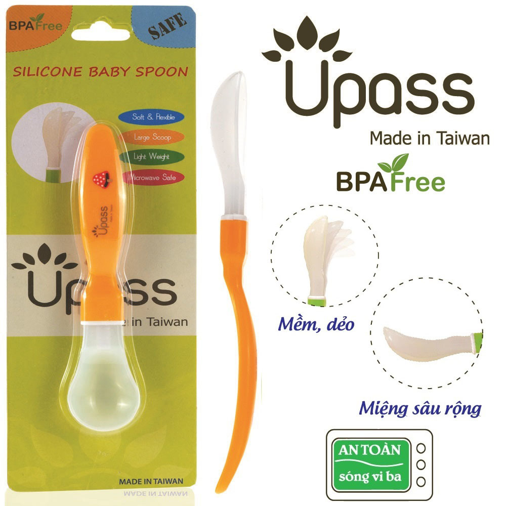 Thìa ăn dặm silicon siêu mềm Upass (vàng)(4m+)