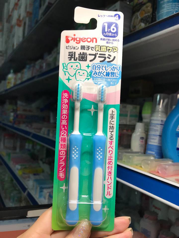 Bộ bàn chải lever 4 Pigeon xanh & hồng (16m+)