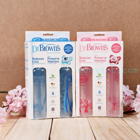 Bộ 2 bình sữa Dr Brown's cổ thường & 1 ty ngậm 0-6m (250ml) 