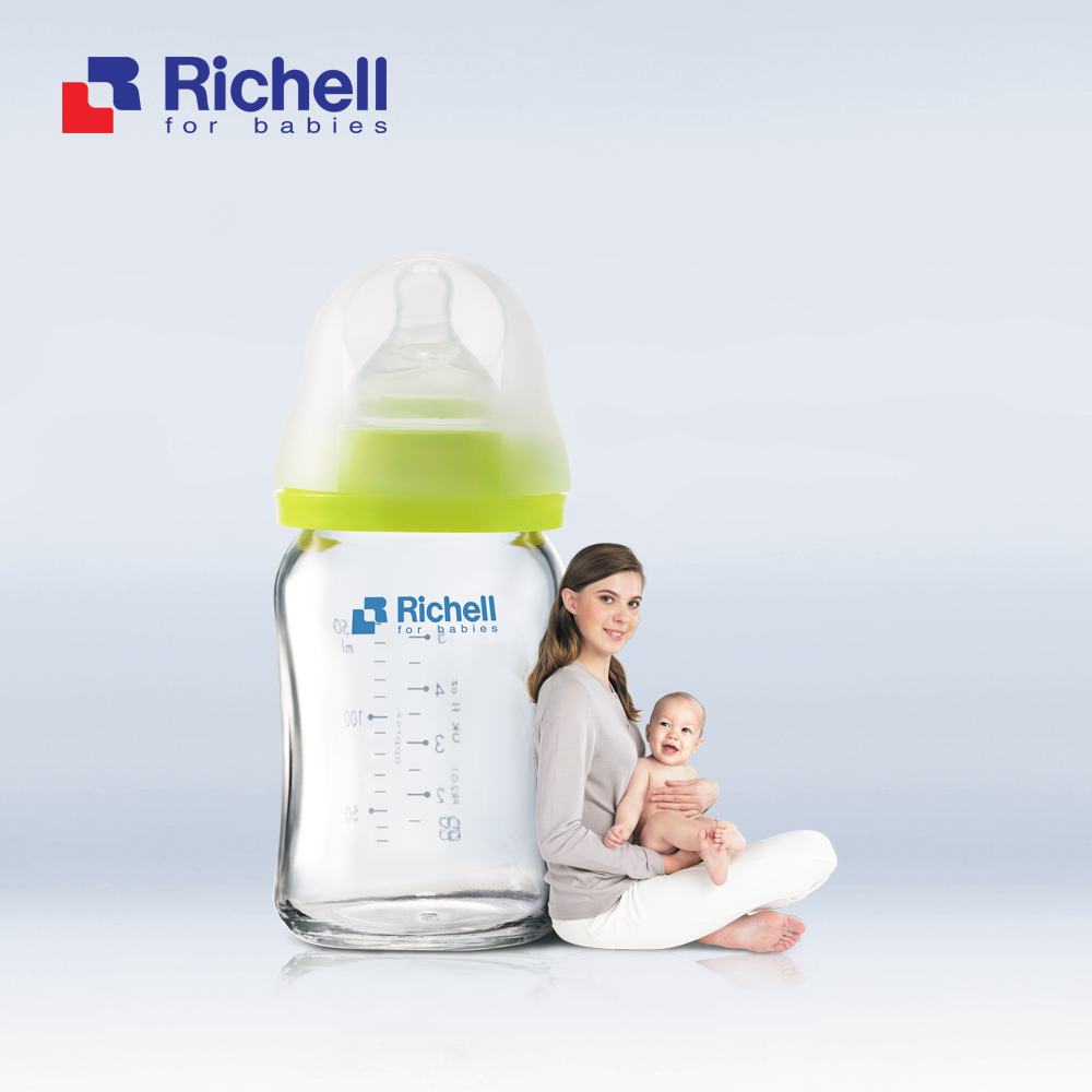 Bình thủy tinh cổ rộng Richell (150ml) RC52930