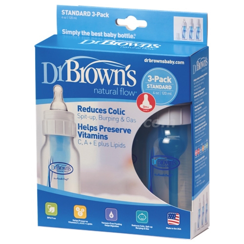 Combo 3 bình sữa Dr Brown's nhựa cổ thường (120ml) 