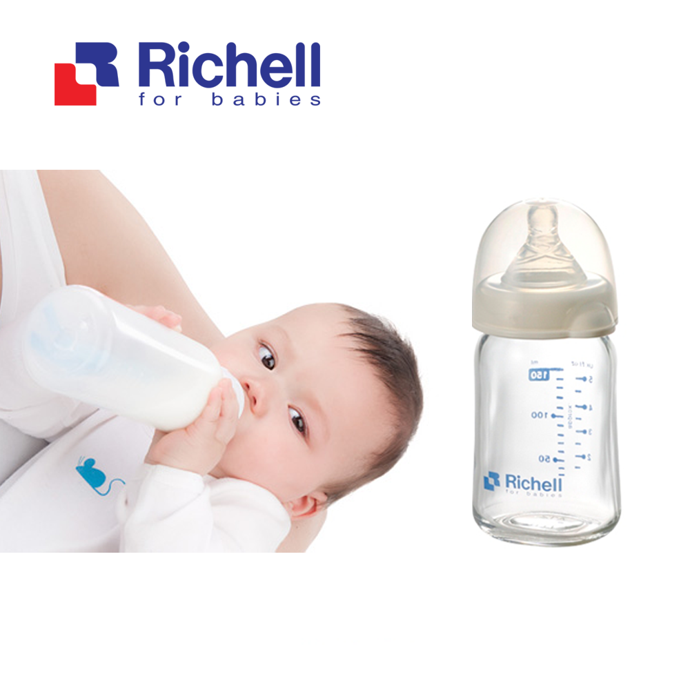 Bình thủy tinh alpha cổ rộng Richell (150ml) RC98144