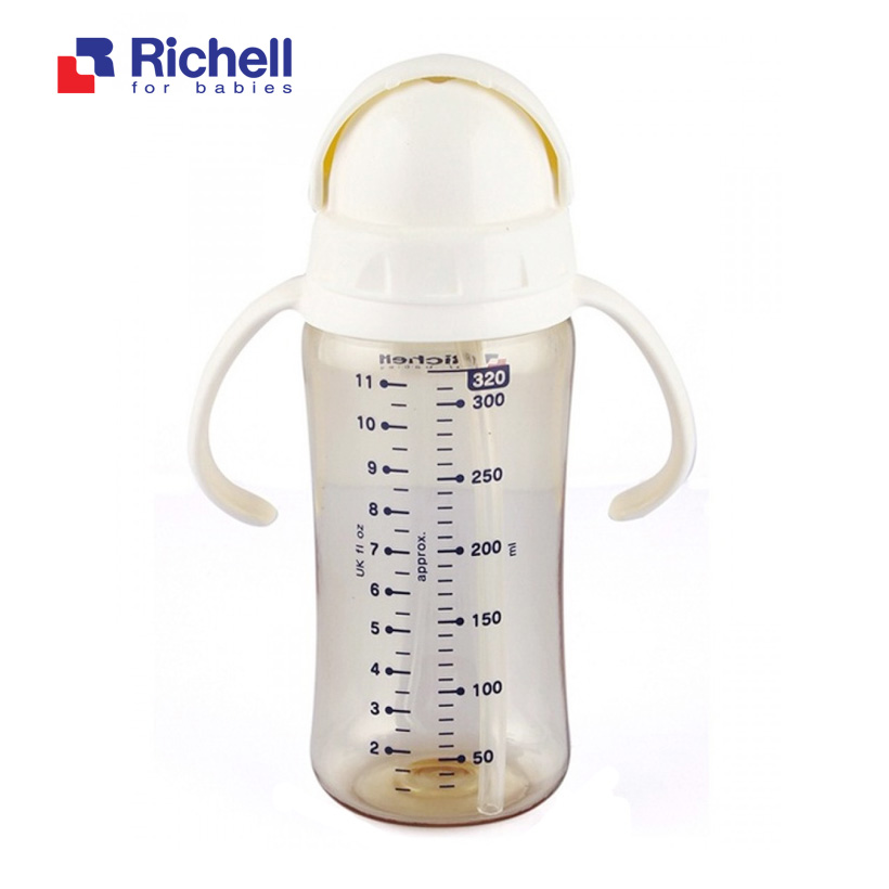 Bình ống hút PPSU Richell 320ml (trắng) RC99129