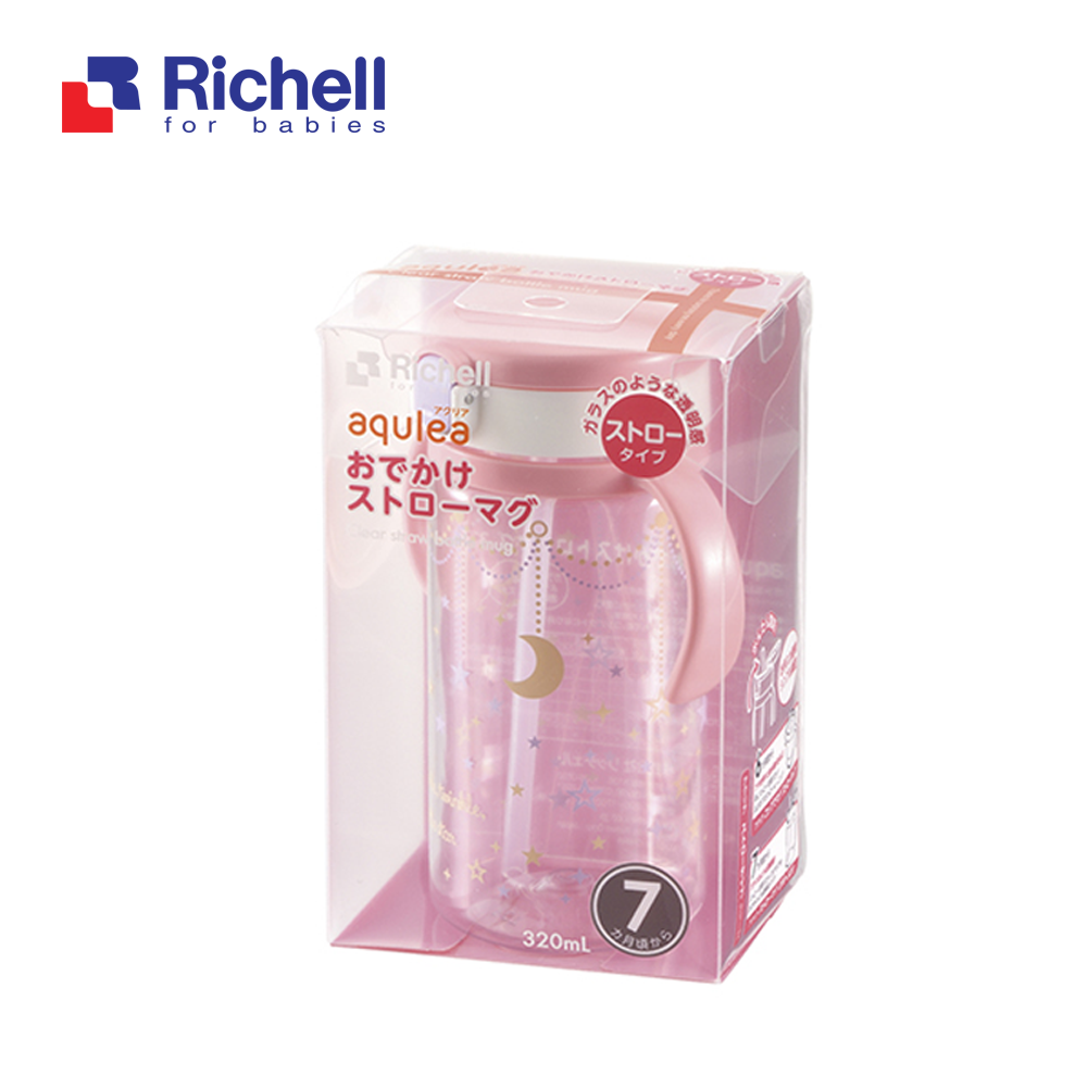 Cốc ống hút Richell (320ml-hồng) RC41032