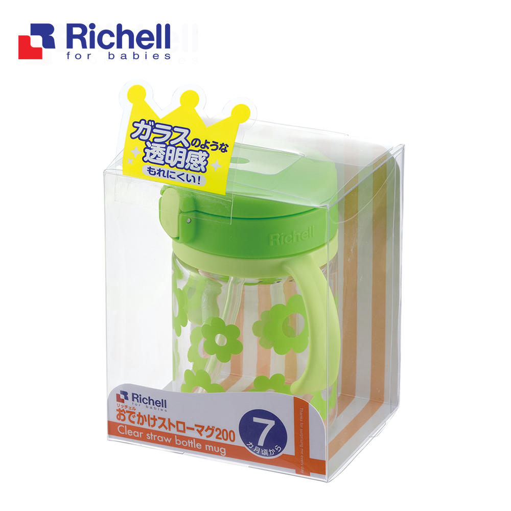 Cốc ống hút LC Richell (200ml -xanh) RC20232
