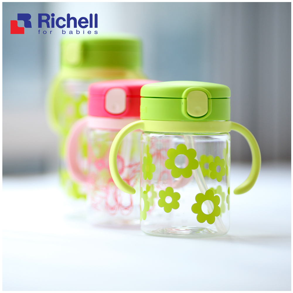 Cốc ống hút LC Richell (200ml -xanh) RC20232