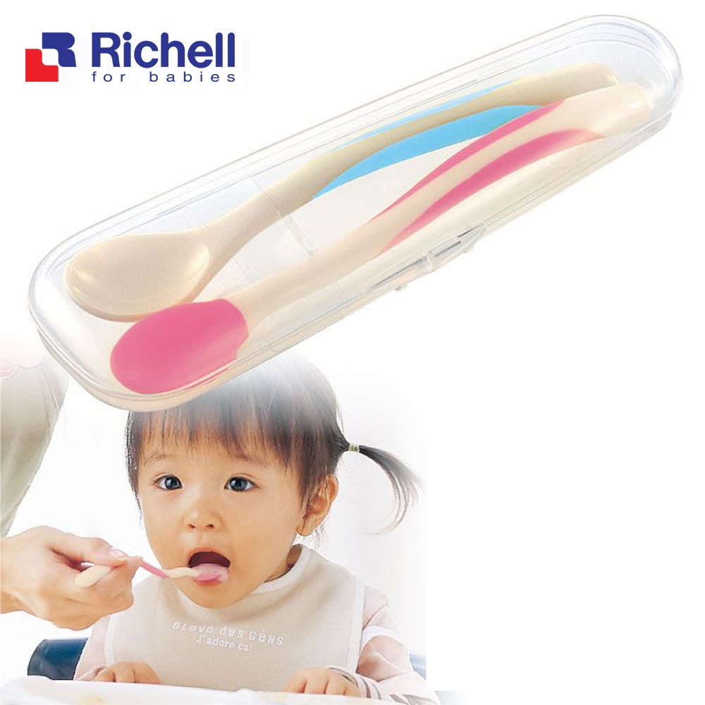 Bộ 2 thìa Richell (xanh lơ-hồng) RC21161