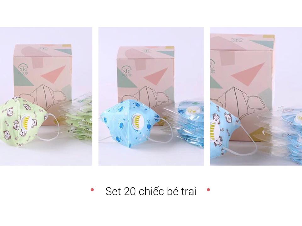 Khẩu trang lọc khuẩn XTG (2-8 tuổi) (20pcs)(Bé Trai)