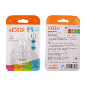 Núm ty Wesser cổ hẹp size + (3m-18m)