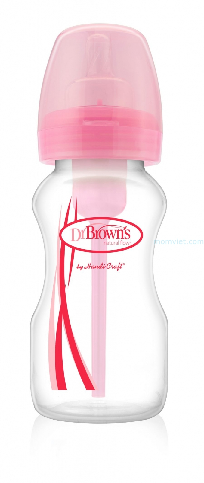 Bình sữa Dr Brown's nhựa cổ thường options hồng (270ml)