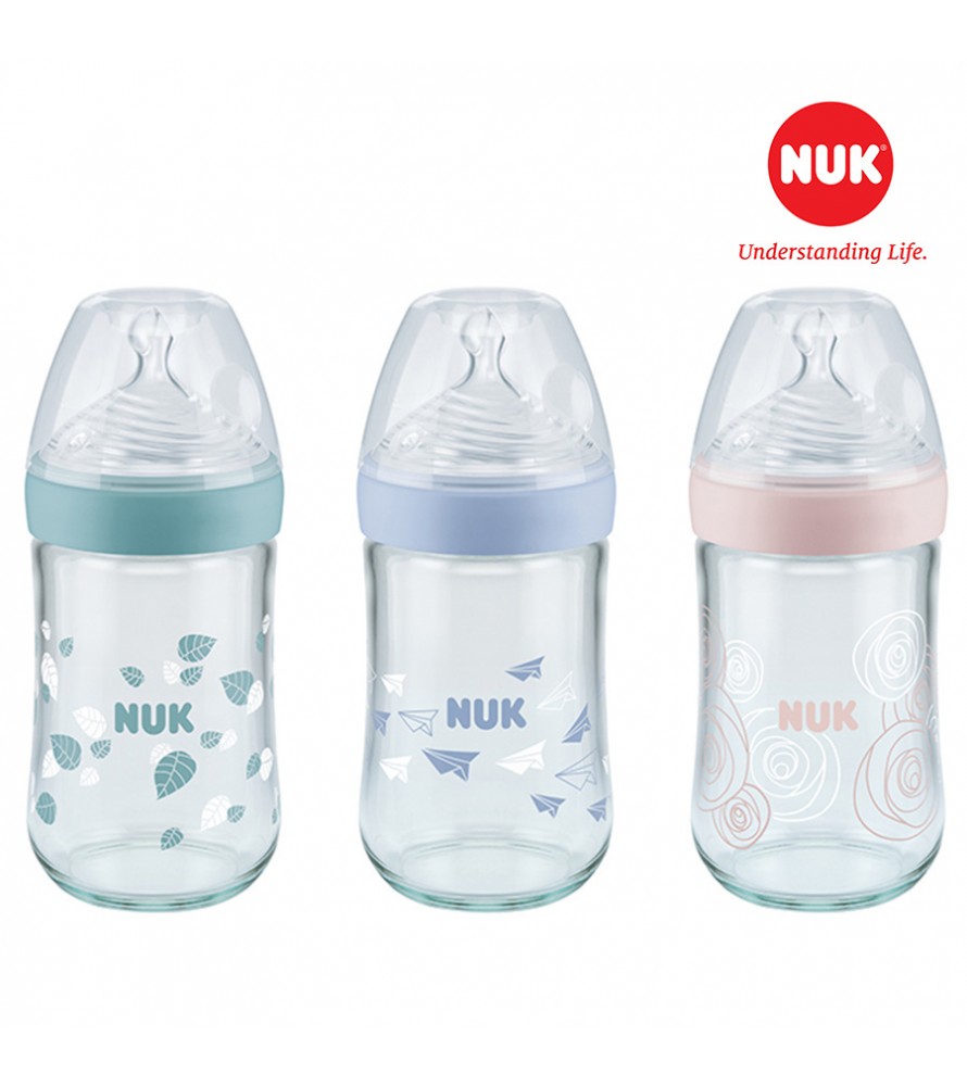 Bình sữa NUK thủy tinh Nature Sense 240ml(Silicone )