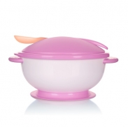 Bát ăn dặm chống đổ Upass có nắp, thìa cảm ứng nhịêt (hồng) (4m+)