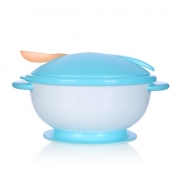 Bát ăn dặm chống đổ Upass có nắp, thìa cảm ứng nhịêt (xanh) (4m+)
