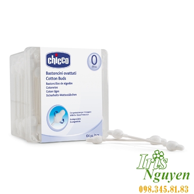 Bông tăm Chicco có đầu bảo vệ 64 chiếc