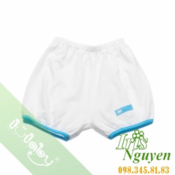 Quần đùi bo ống trắng viền xanh Lullaby