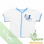 Áo cài giữa lullaby tay ngắn trắng viền từ 6m -12m