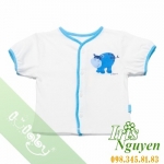 Áo cài giữa lullaby tay ngắn trắng viền từ 12 đến 18 tháng