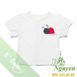 Áo cài giữa lullaby tay ngắn trắng viền từ 3 tuổi trở lên