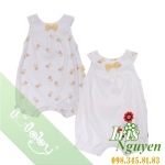 Set liền quần cộc bé gái trắng Lullaby