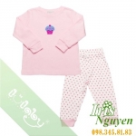 Pijama Lullaby bé gái áo hồng quần trắng